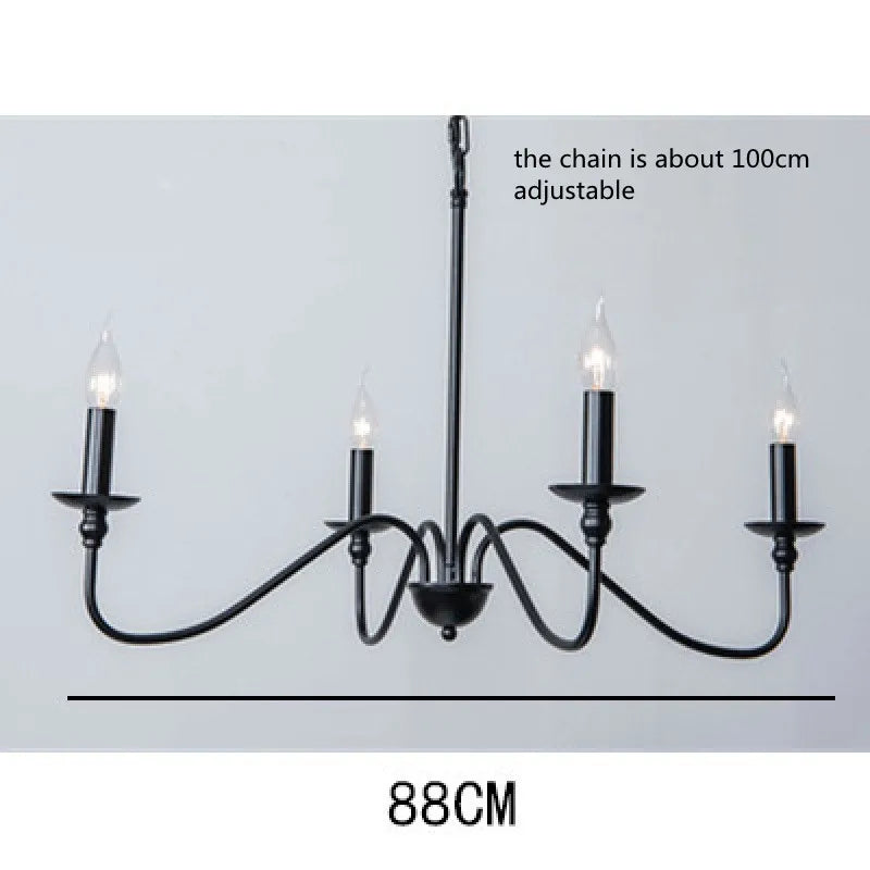 Vintage Loft Chandelier Black/Gold Ceiling Light - 4 lamps Black - Chandelier
