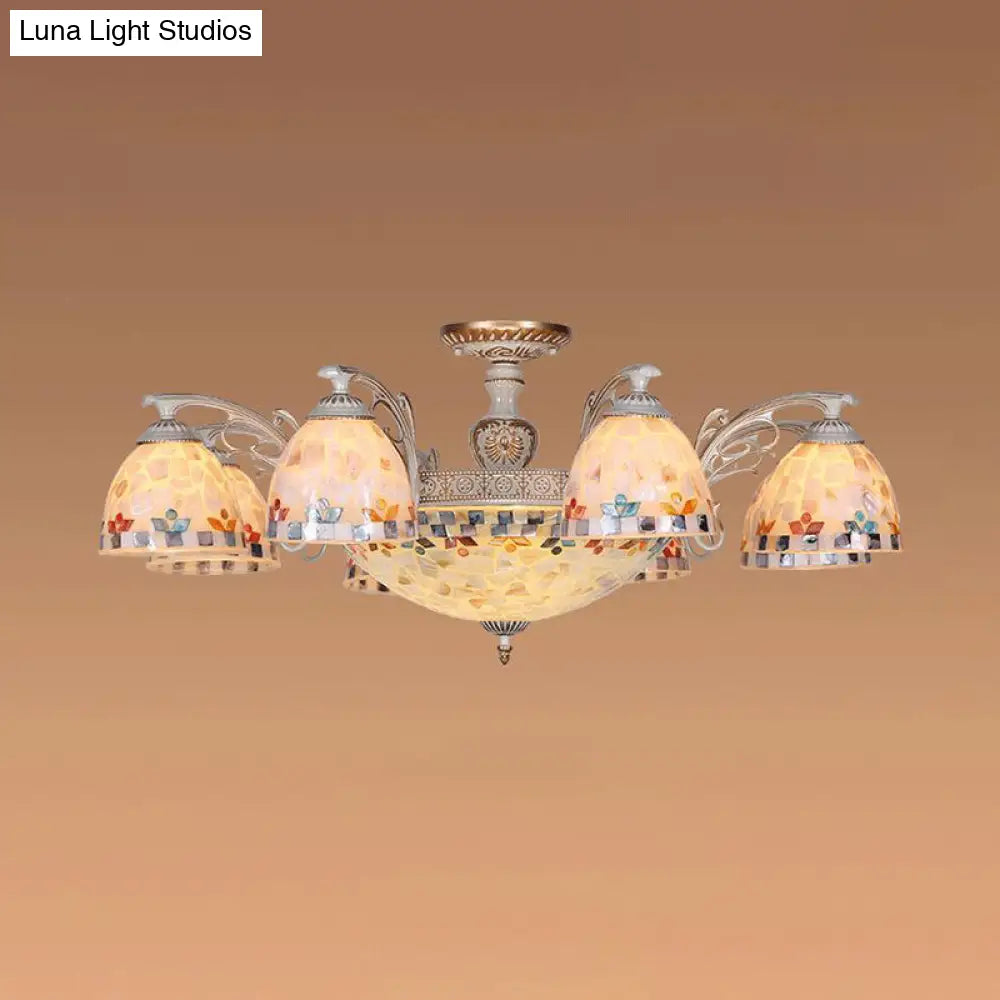 Vintage Multi-Light Chandelier with Shelly Shade for Living Room