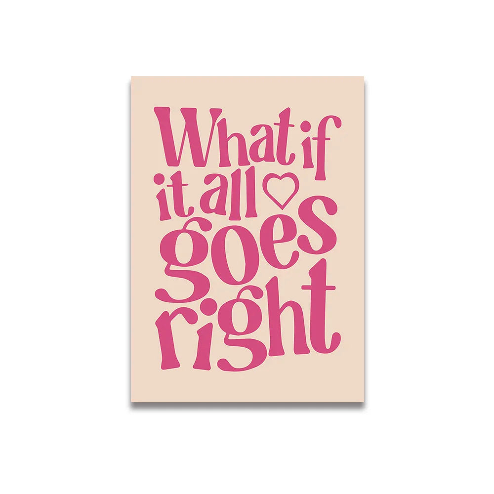 Vintage Pink Cartoon Print Canvas Wall Art - Posters