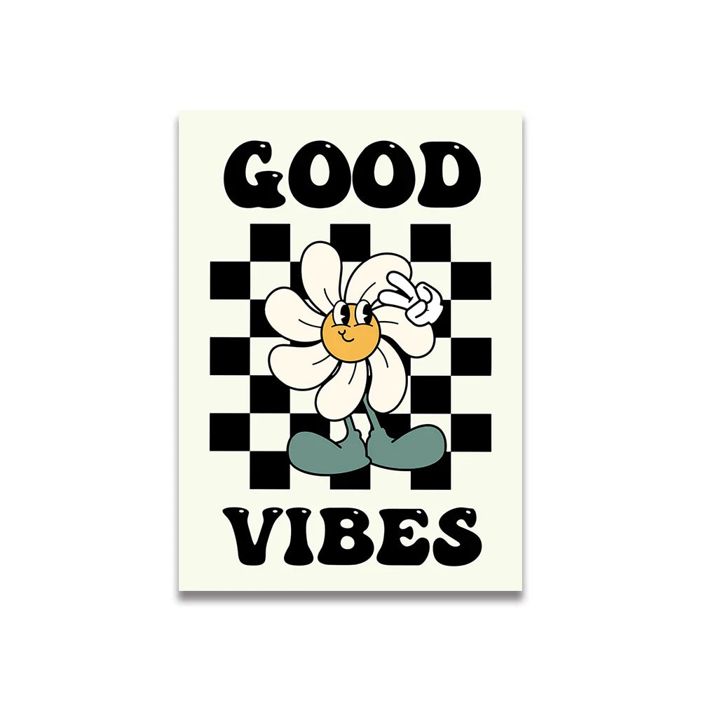 Vintage Pink Cartoon Print Canvas Wall Art - Posters