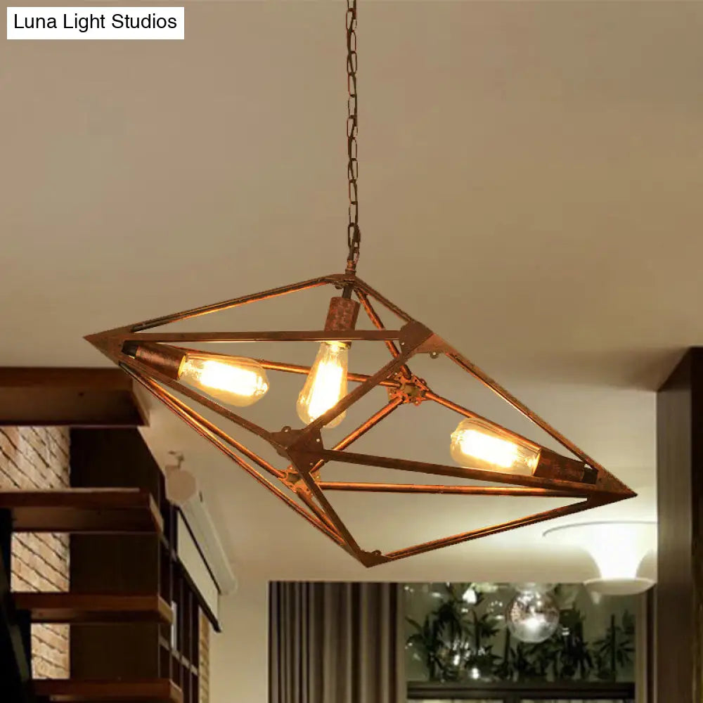 Vintage Rustic Dining Room Chandelier - Metallic 2/3 Lights - 12"/27.5" W