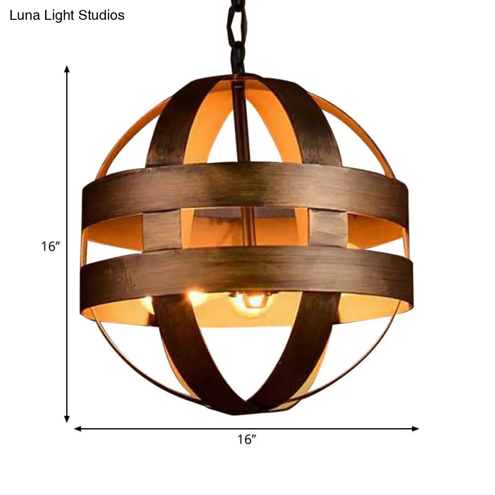 Vintage Style Bronze Orb Cage Chandelier - Indoor Ceiling Light Fixture with 3 Metal Lights