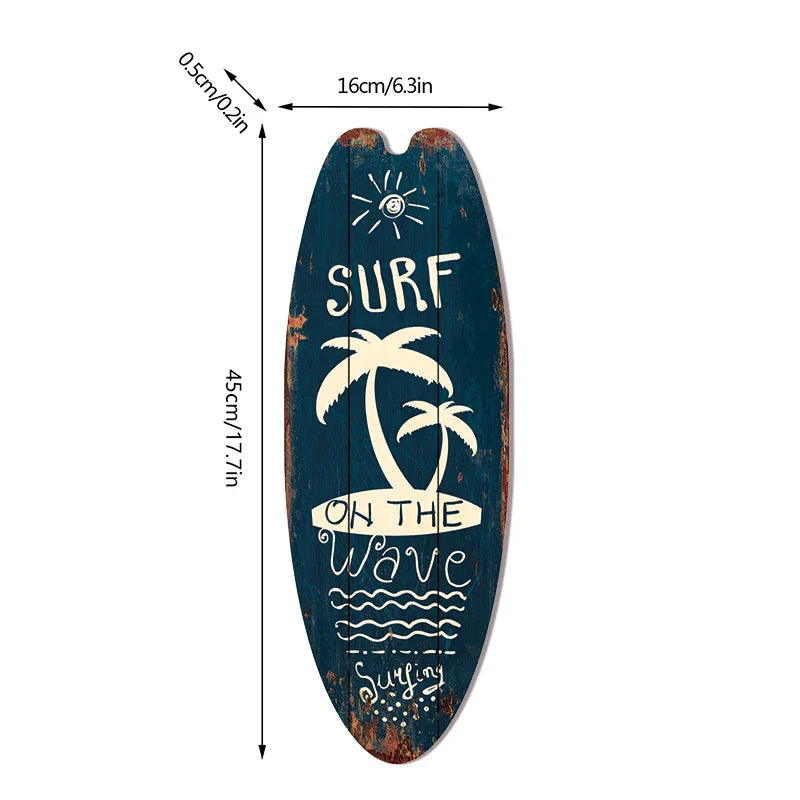 Vintage Surfboard Door Sign for Beach Home - Posters