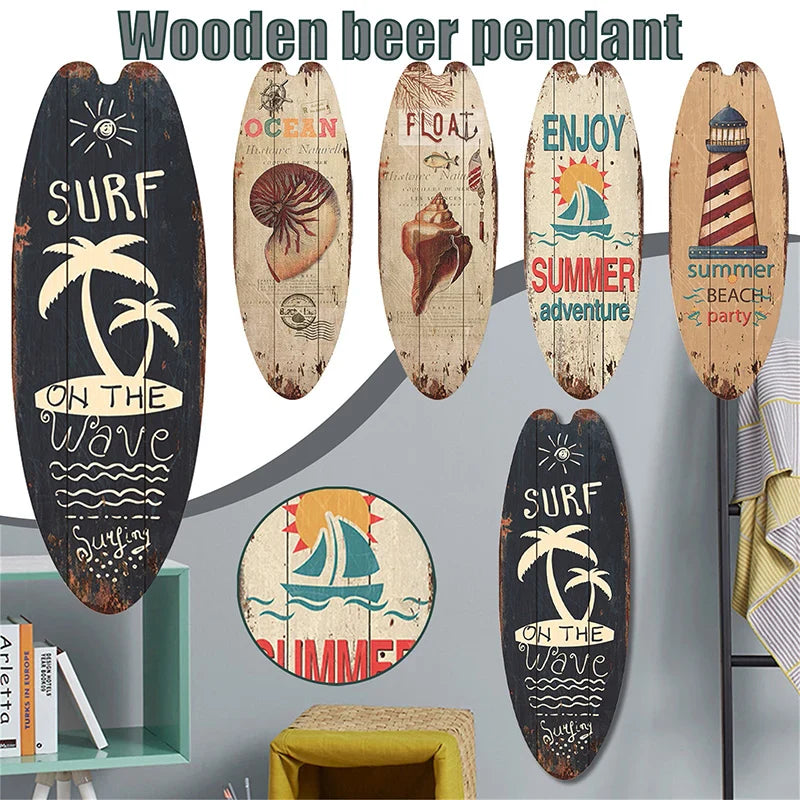 Vintage Surfboard Door Sign for Beach Home - Posters
