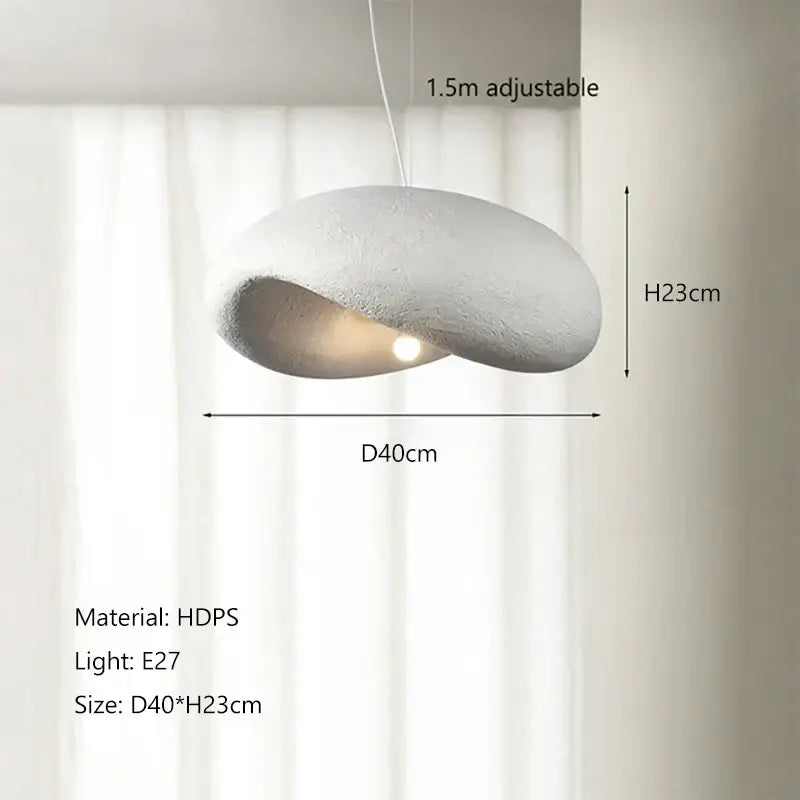 A modern off-white hdps pendant light with a cloud shape and adjustable 1.5m cord in decorbites cream style led