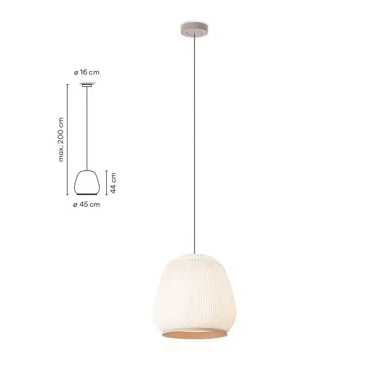 A modern white wabi-sabi ribbed fabric light luxury chandelier with a wooden base for bedroom decorbites chandelier