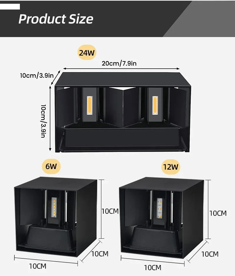 Waterproof Aluminum LED Wall Lamp - Outdoor & Indoor Lighting