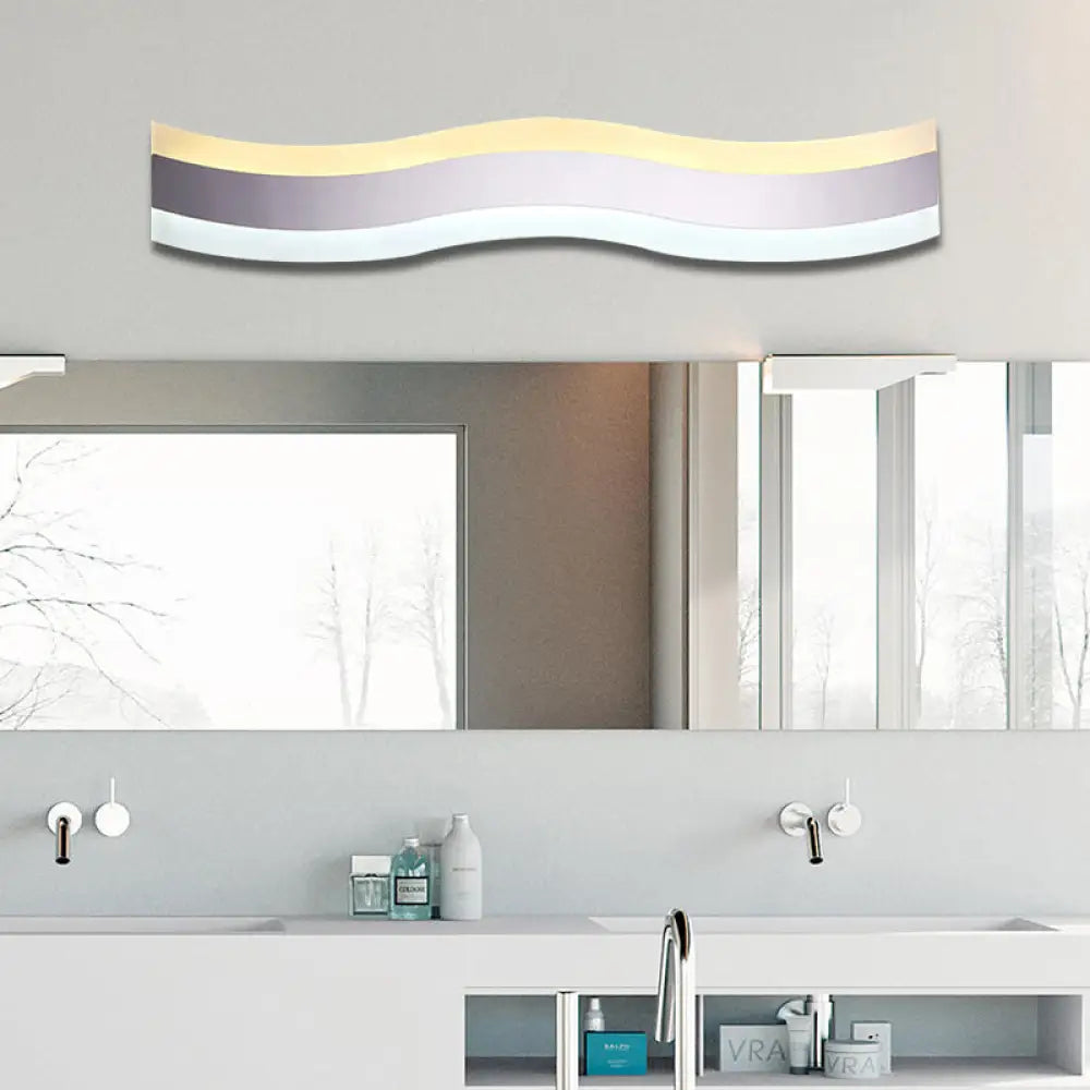 DecorBites™ DecorBites™ Wavy LED Vanity Mirror Light, Single Acrylic Light, Antifog, Warm/White, 16"/19.5" Wide