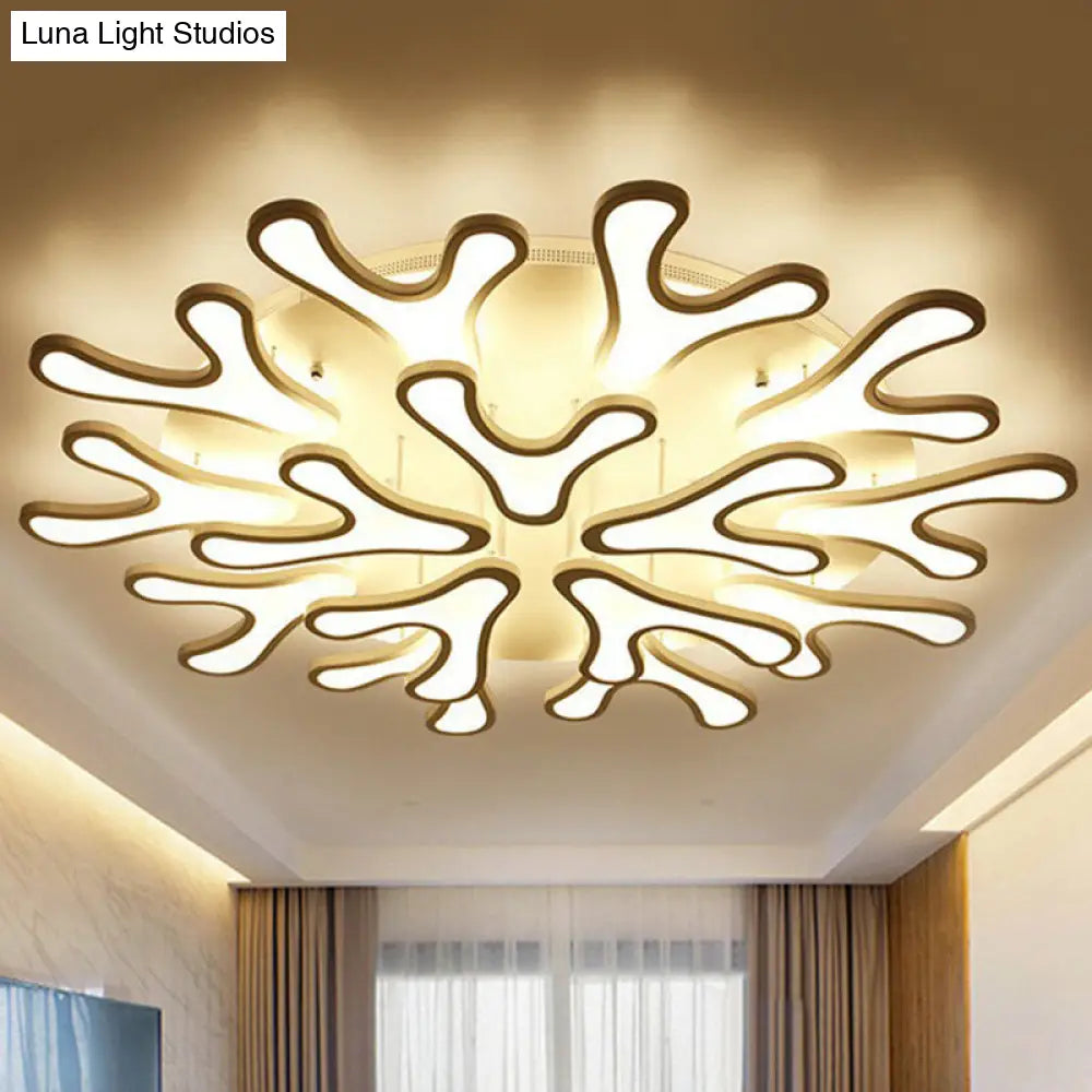 DecorBites™ DecorBites™ White Acrylic LED Coral Semi Flush Ceiling Light Fixture - Modern Style
