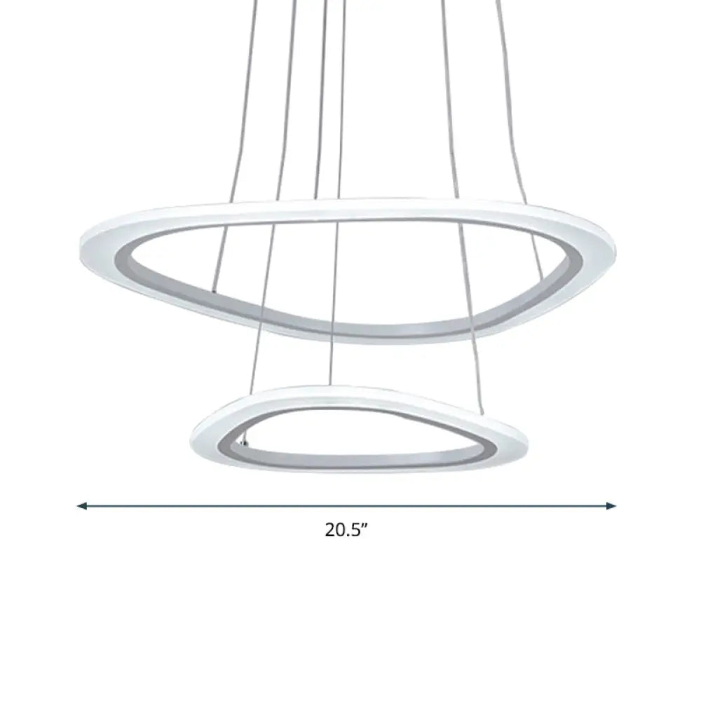 White Acrylic Triangular LED Ceiling Chandelier: Minimalist Hanging Lamp for Dining Room