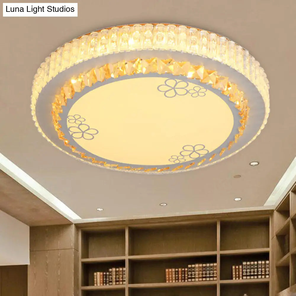 DecorBites™ DecorBites™ White Crystal LED Flush Mount Lamp with Flower Pattern - Elegant Bedroom Lighting