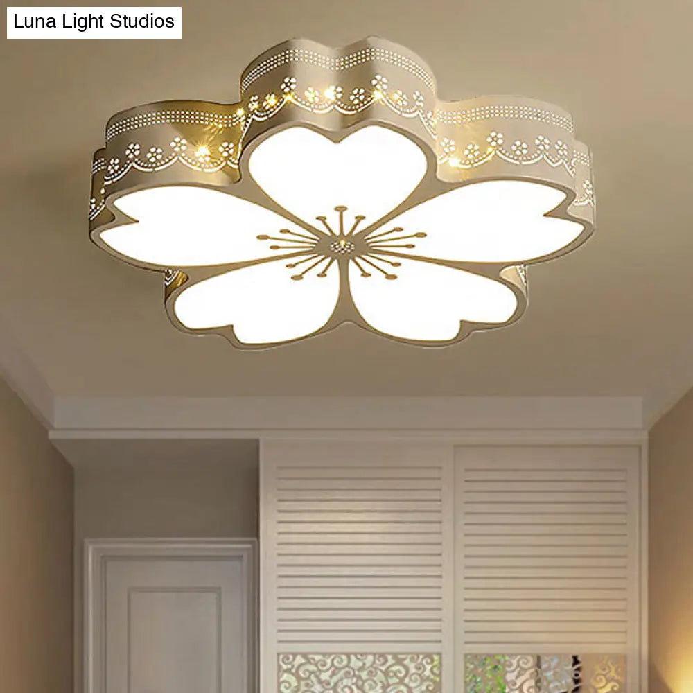DecorBites™ DecorBites™ White Etched Petal Metal Ceiling Light for Kids' Bedroom or Bathroom