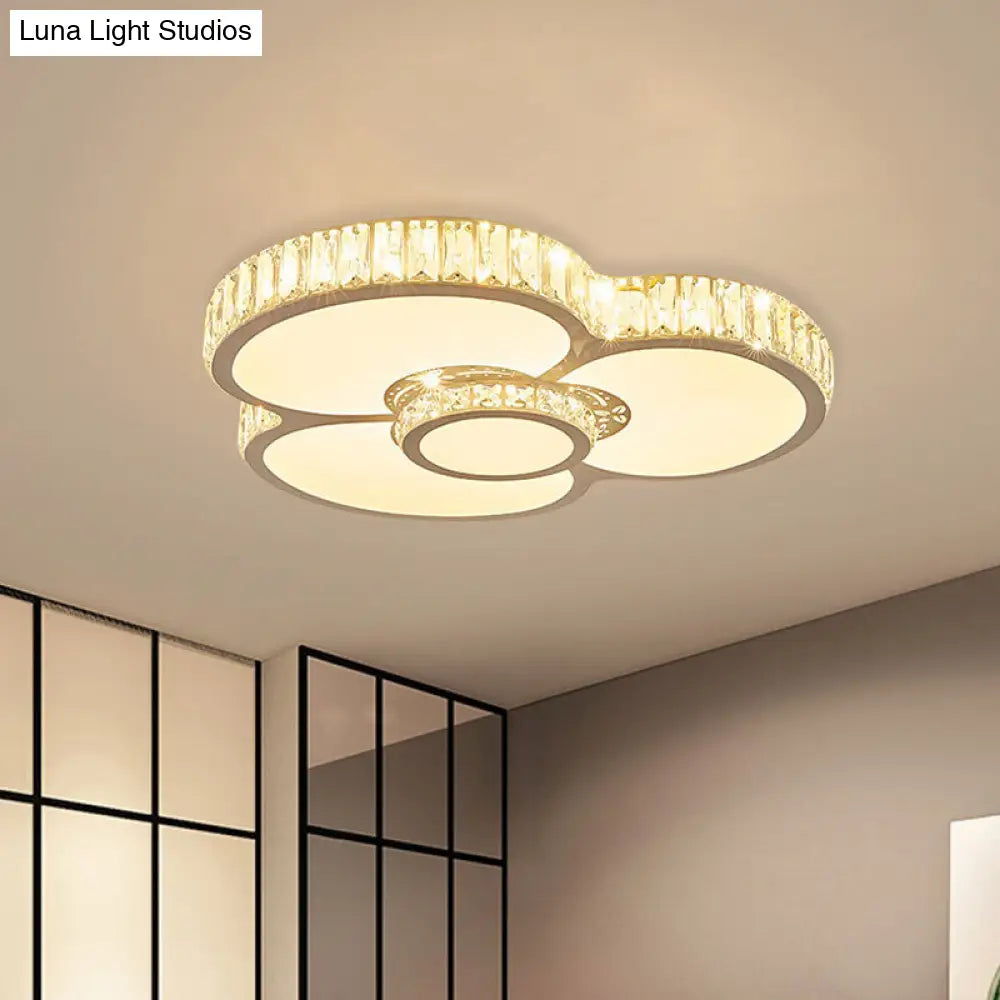 DecorBites™ DecorBites™ White Petal Crystal Prism LED Ceiling Light - Sleek Bedroom Flush Mount