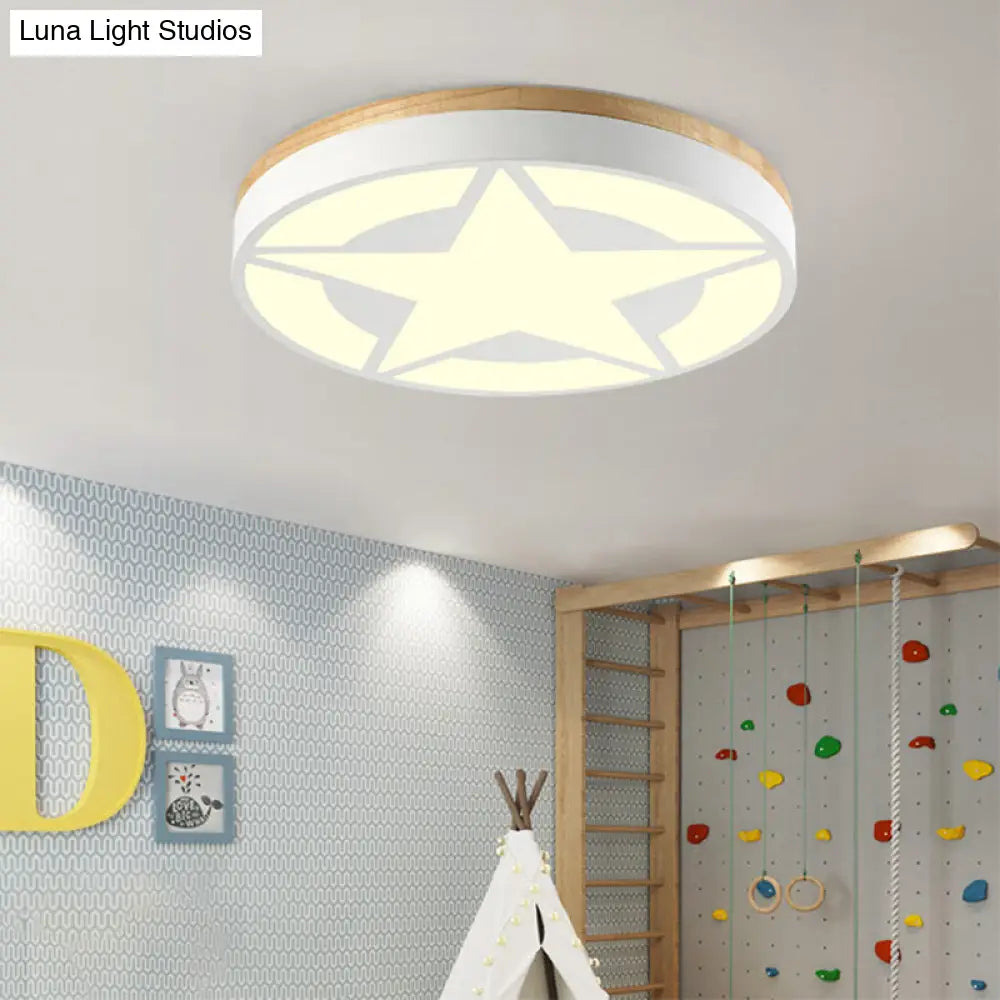 DecorBites™ DecorBites™ Wood LED Star Flush Mount Ceiling Light with Acrylic Shade for Boys Bedroom – Modern Style