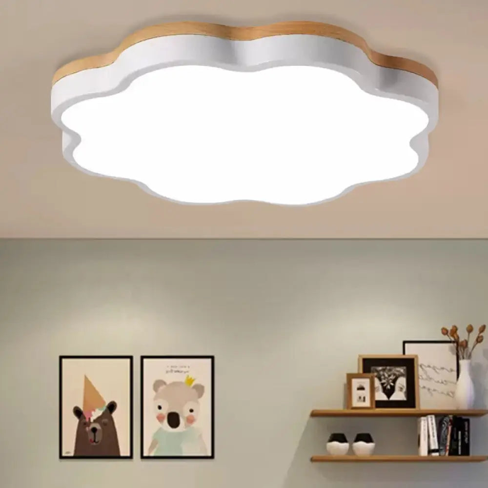 DecorBites™ DecorBites™ Wooden Ceiling Light with Floral Shade - Flush Mount for Kids Bedroom
