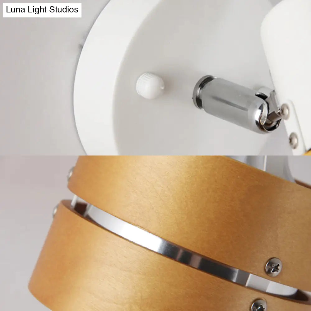 DecorBites™ DecorBites™ Wooden Contemporary Wall Sconce with Adjustable Drum Light for Study Rooms