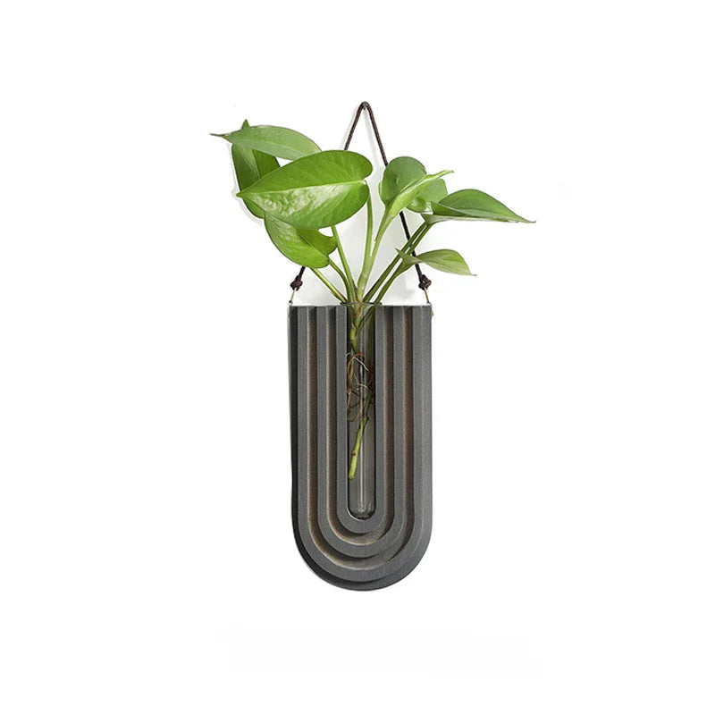 Wooden Flower Vase Wall Mount Holder - C - Vase