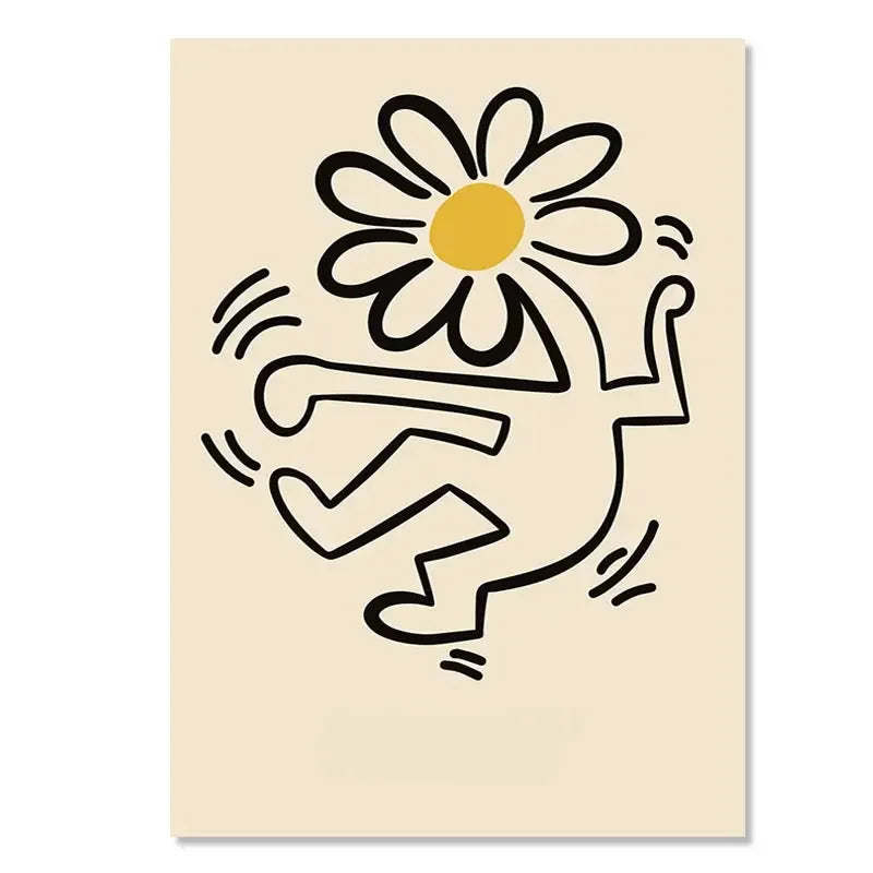 Yayoi Kusama Inspired Orange Floral Canvas Art - 05 / 21x30cm No Framed - Posters