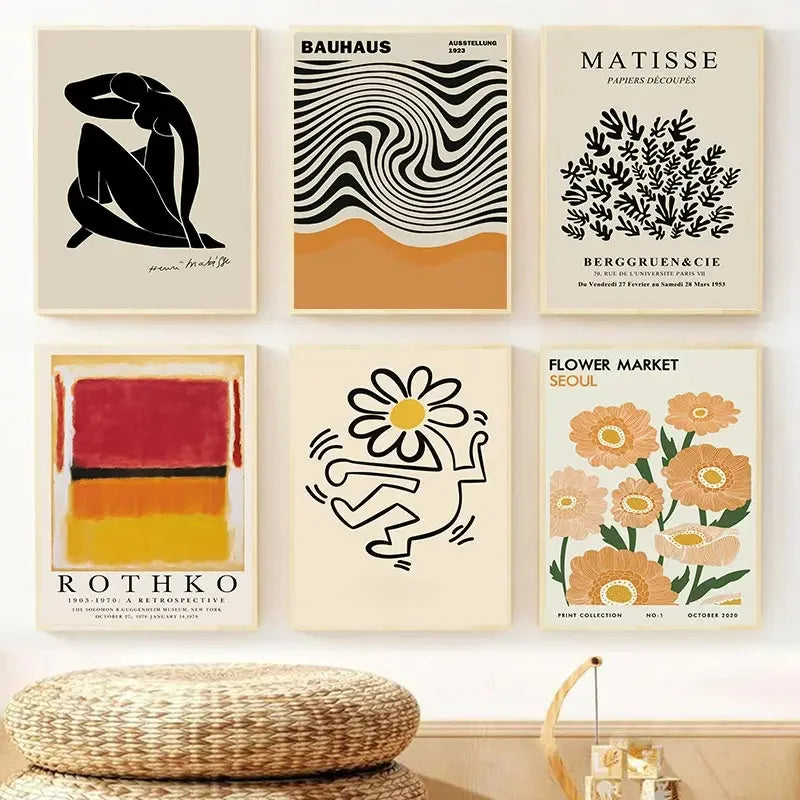 Yayoi Kusama Inspired Orange Floral Canvas Art - Posters