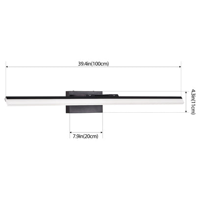 39 Inch Modern LED Bathroom Vanity Light -Sleek Black Metal Wall Light For Mirror, Dressing Room Or Sink Area