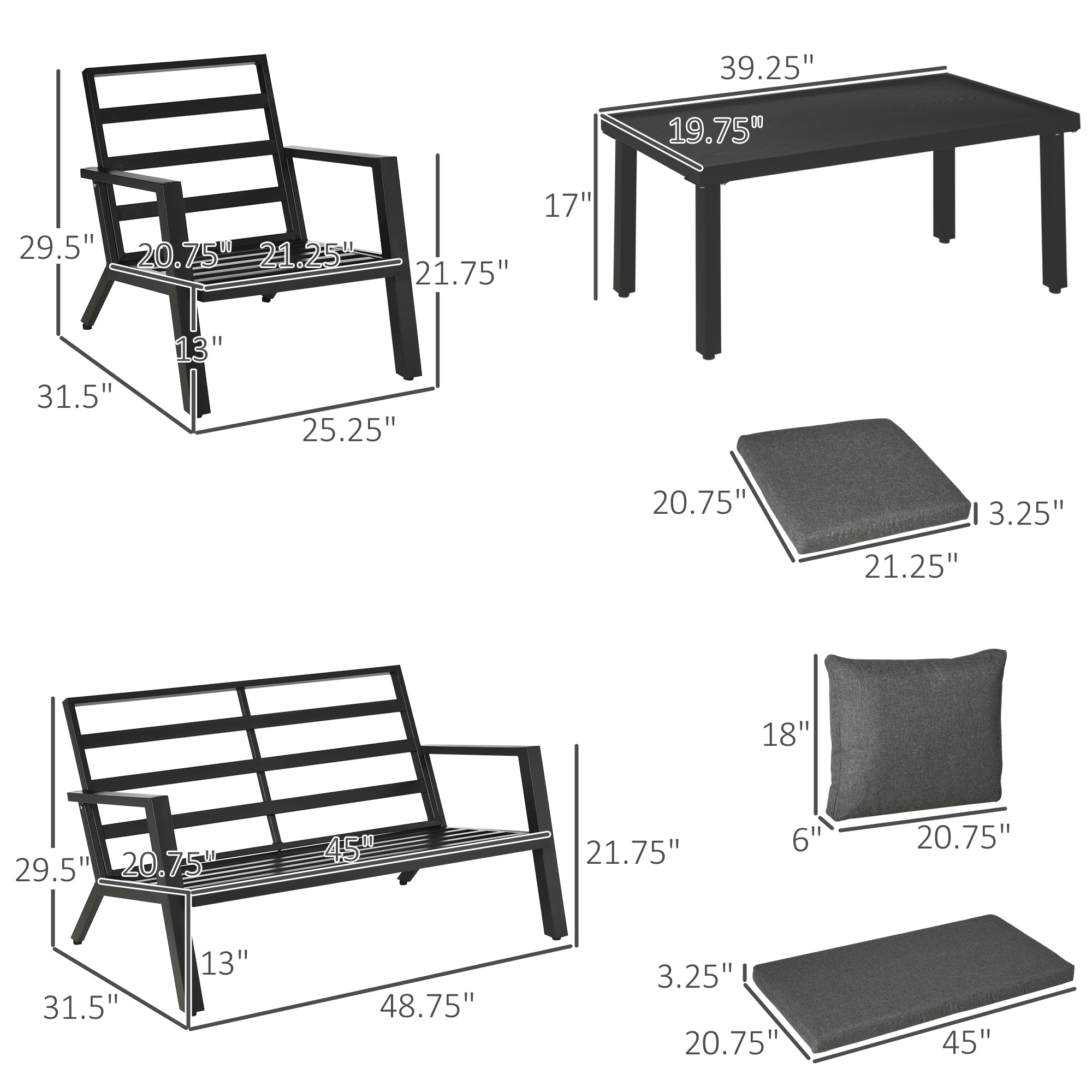 Teak Modern Patio Set