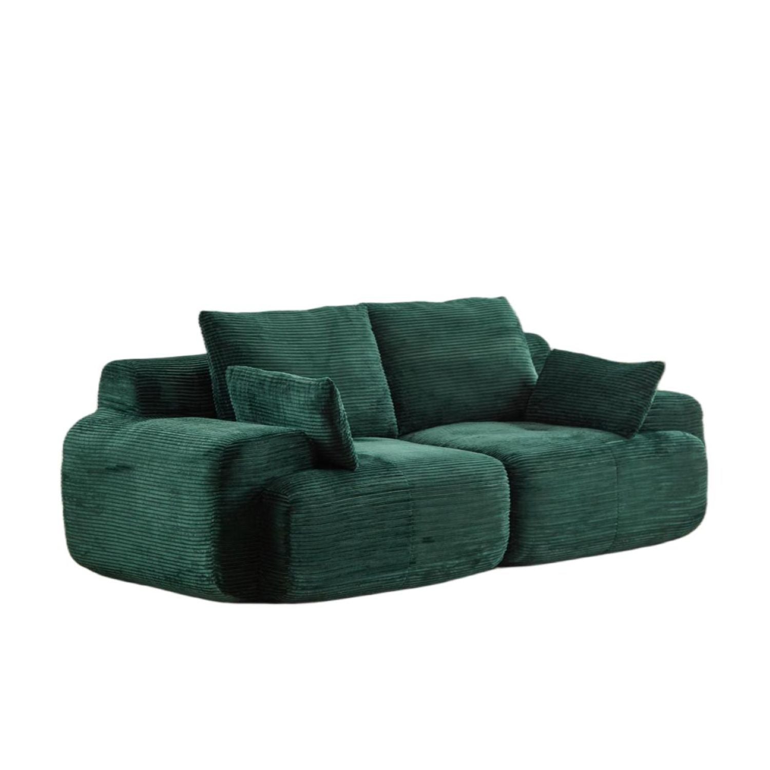 Sofá Moderno de Espuma de Memoria Comprimida, Sofá Seccional Grande de 2 Plazas para Sala de Estar, Sofá Seccional Modular Nube Amigable con Mascotas, Tela de Corduroy, Loveseat Extra Profundo, Sin Ensamblaje Requerido, Verde
