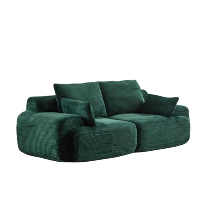 Modern Memory Foam Compressed Sofa,2 Seater Large Sectional Couches For Living Room,Pet-Friendly Cloud Modular Sectional Sofa,Corduroy Fabric,Extra Deep Loveseat,No Assembly Required, Green