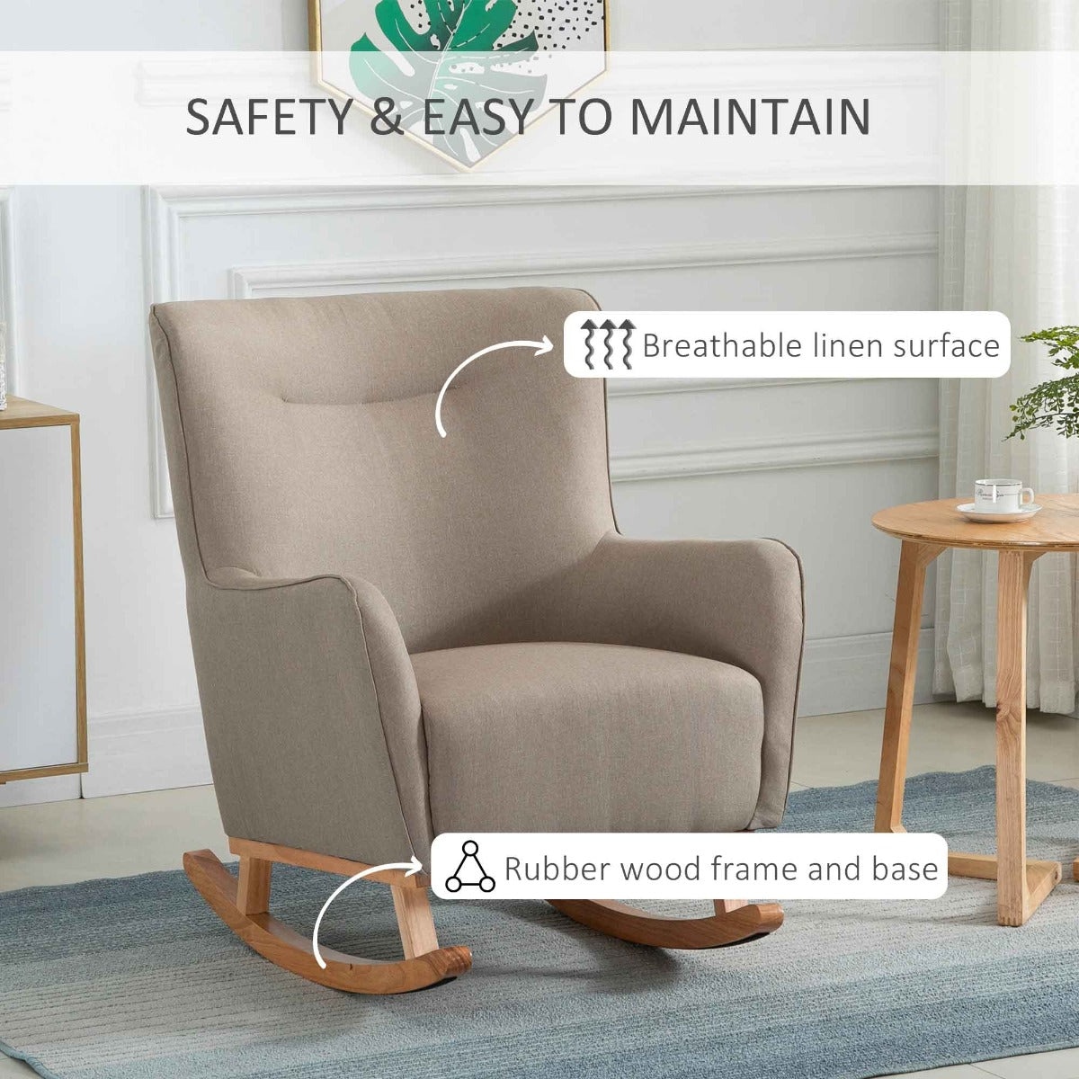 Sillón Mecedora Moderno Sofá Sillón Moderno Silla de Énfasis con Relleno Grueso