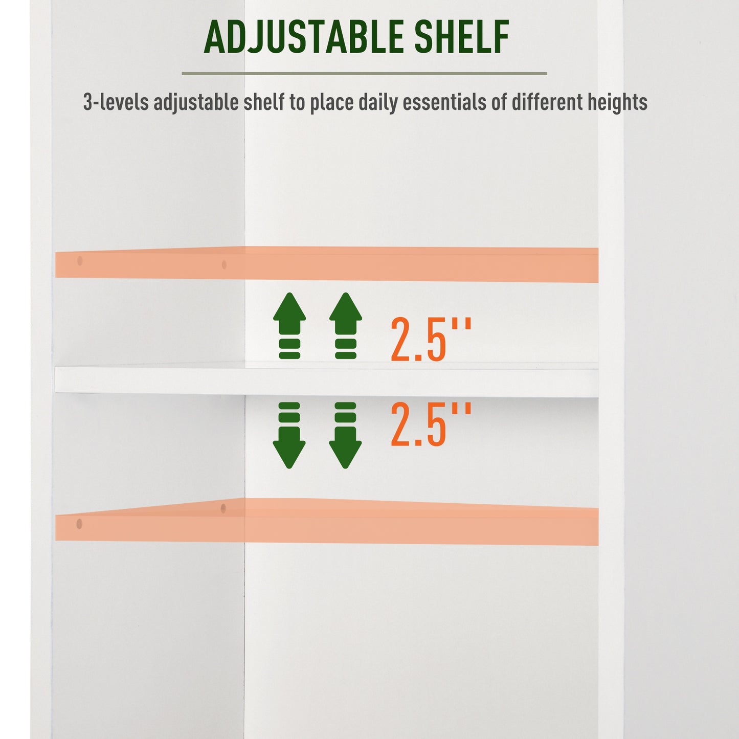 Tall Bathroom Storage Cabinet/Freestanding Tower with 3-Tier Open Adjustable Shelf and Cupboard