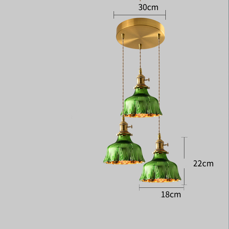 Copper Glass Chandelier Retro Style Multi-Size
