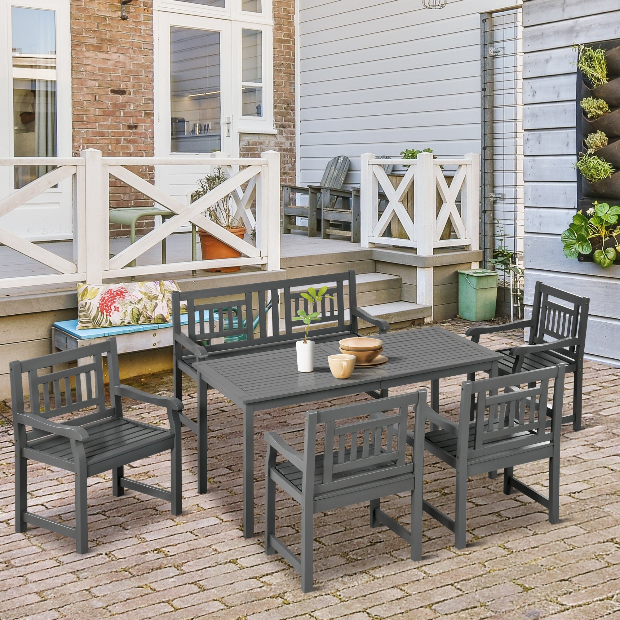 Conjunto de Comedor para Terraza de 6 Piezas
