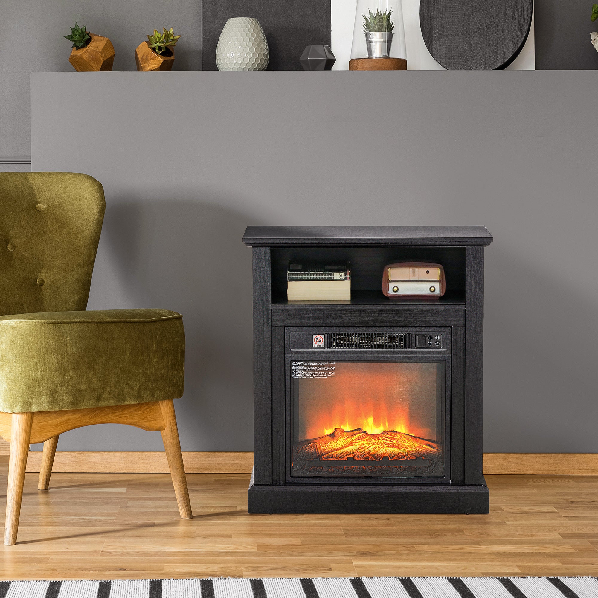 Modern Electric Fireplace Mantel 800x550mm White