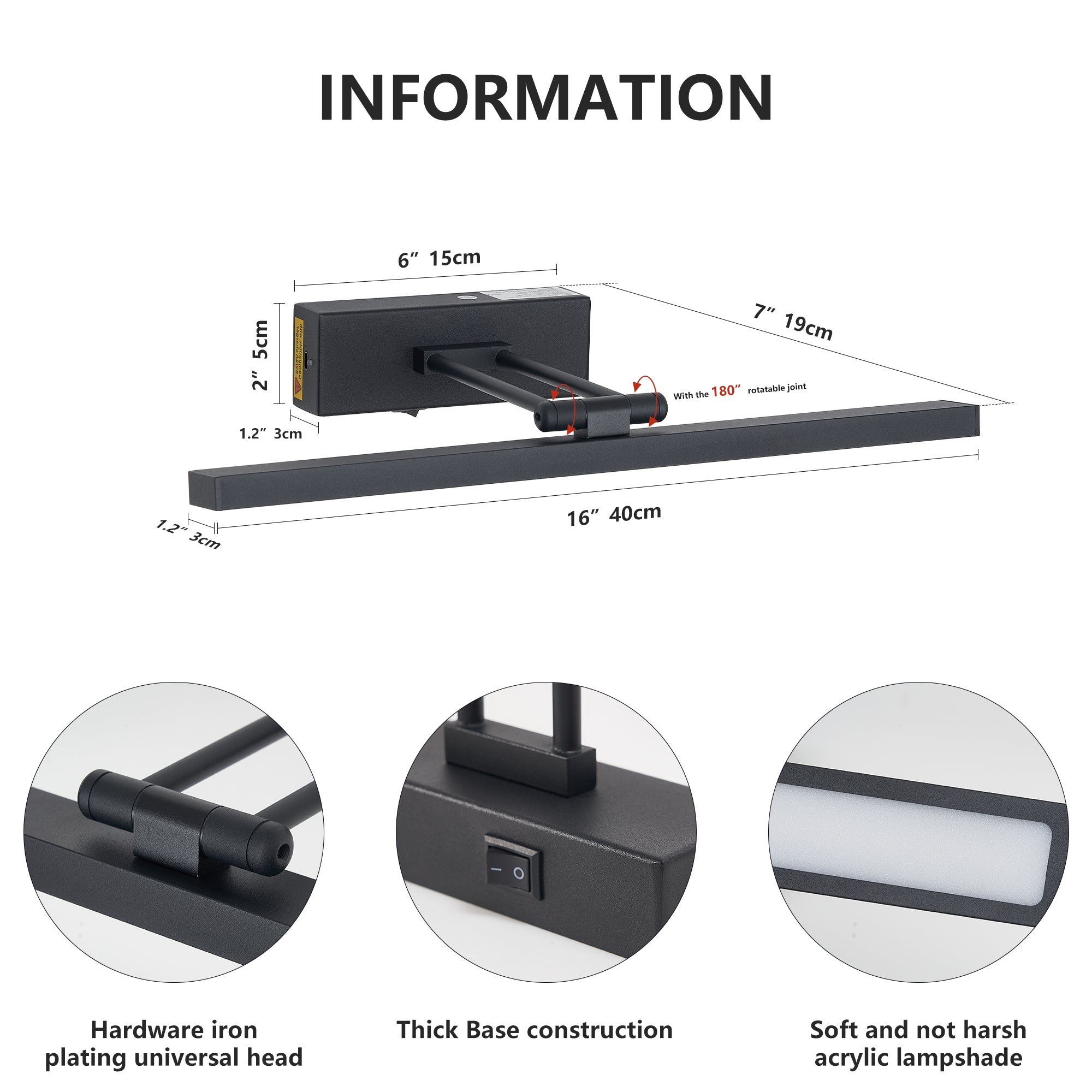 Black Remote-Control LED Picture Light
