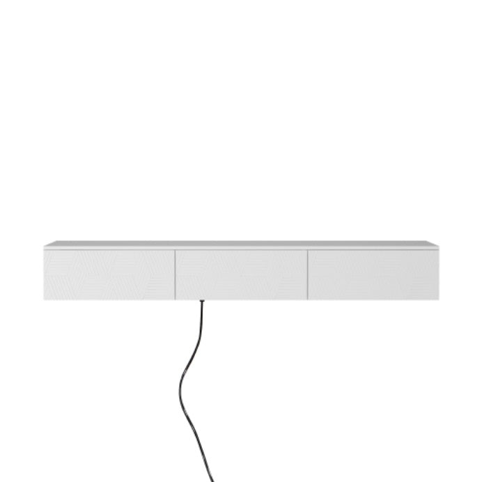 Wandmontiertes Schwebendes TV-Board mit 16-farbigen LEDs, Modernes TV-Board, Schwebendes TV-Schränkchen als Medienzentrum für 55-60-65-Zoll-Fernseher, Weiß