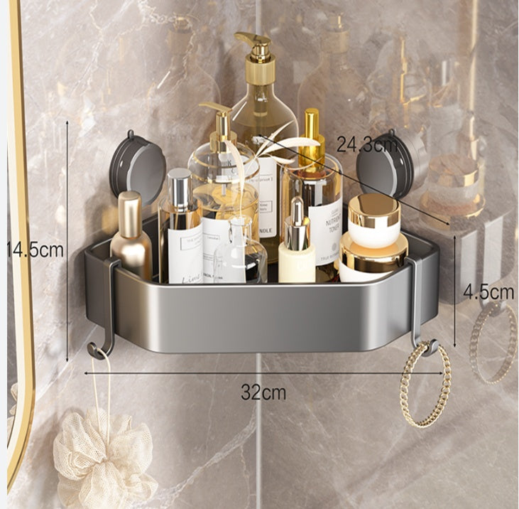 Gunmetal Suction Shower Shelf