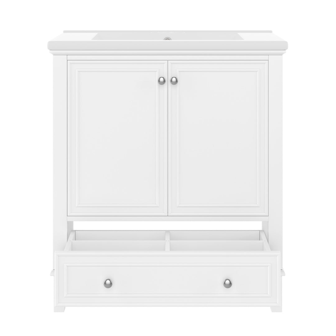 White Bathroom Vanity with Sink Combo, 30"