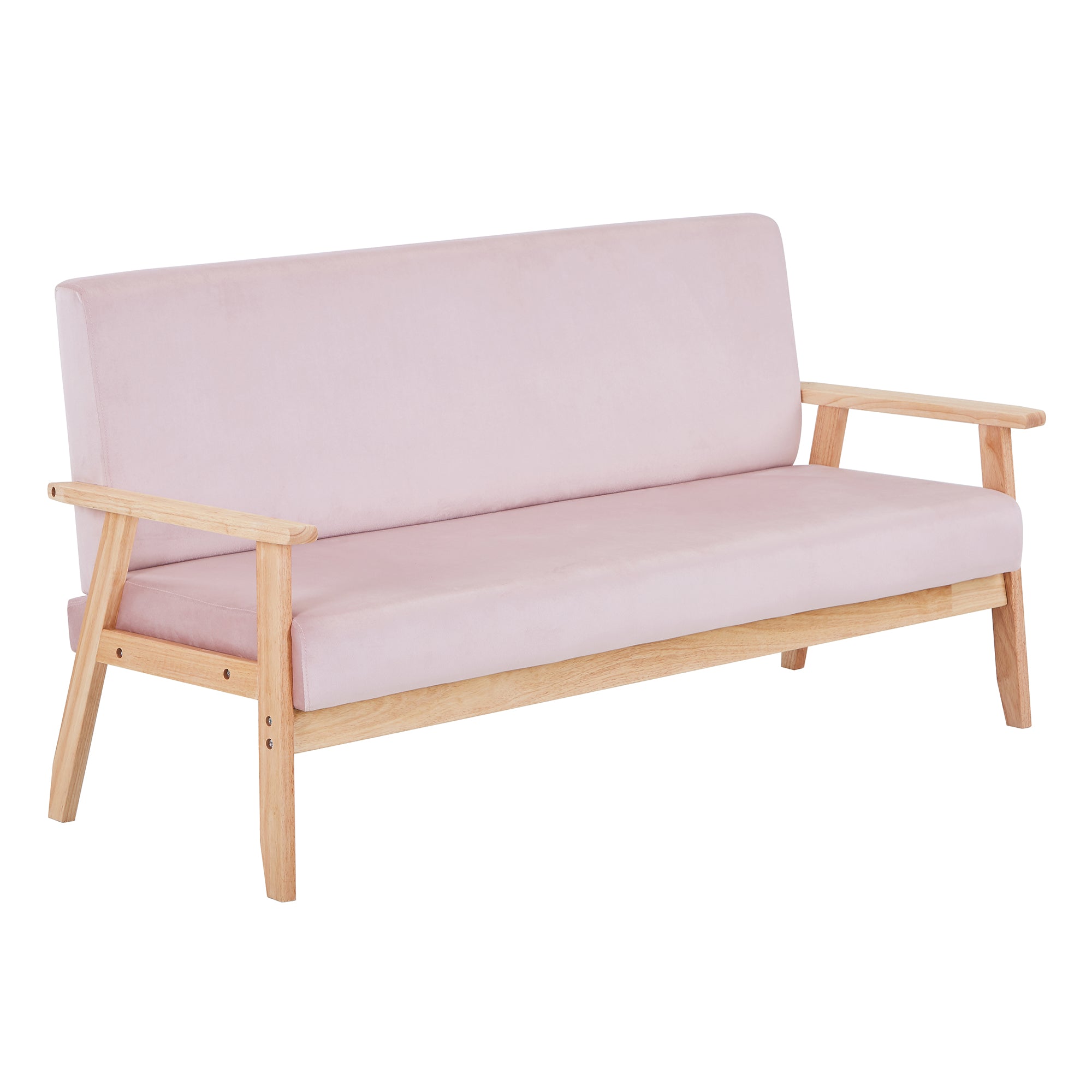 Wooden Arm Velvet Loveseat