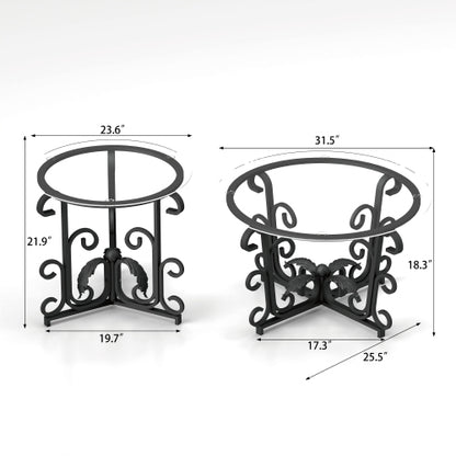 3 Piece Tempered Glass Surface Coffee Table Set Decor Coffee Table