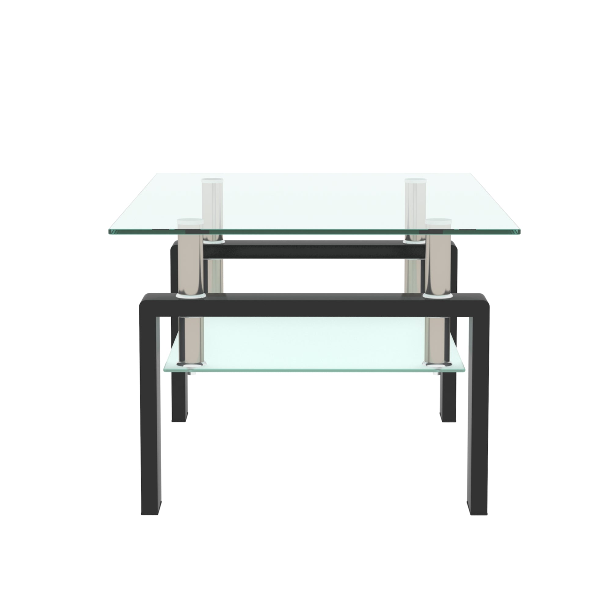Mesa de Centro Rectangular de Vidrio Negro Moderna para Lado o Centro en la Sala de Estar