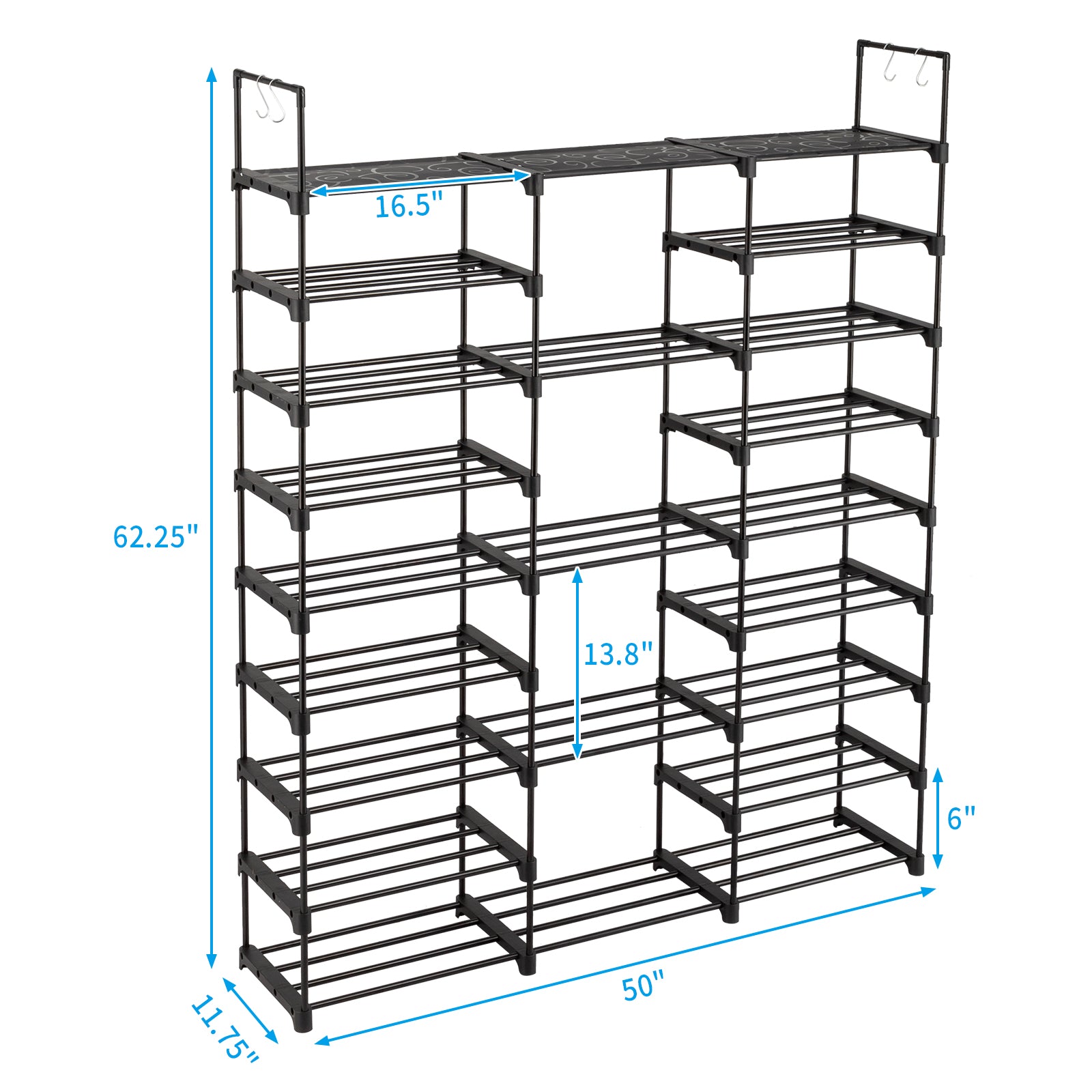 Organizador de Almacenamiento para Zapatos de 9 Niveles Estantería para Zapatos para Entrada Acomoda 50-55 Pares de Zapatos, Armario para Zapatos Apilable Estantería para Zapatos
