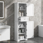 Hohes Badezimmerschrank, Freistehender Stauraumschrank mit Schublade und einstellbarem Regal, MDF-Platte mit lackierter Oberfläche