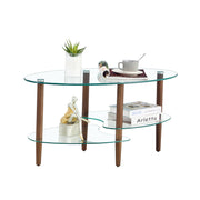 Glass Oval Coffee Table Transparent Classic Oak