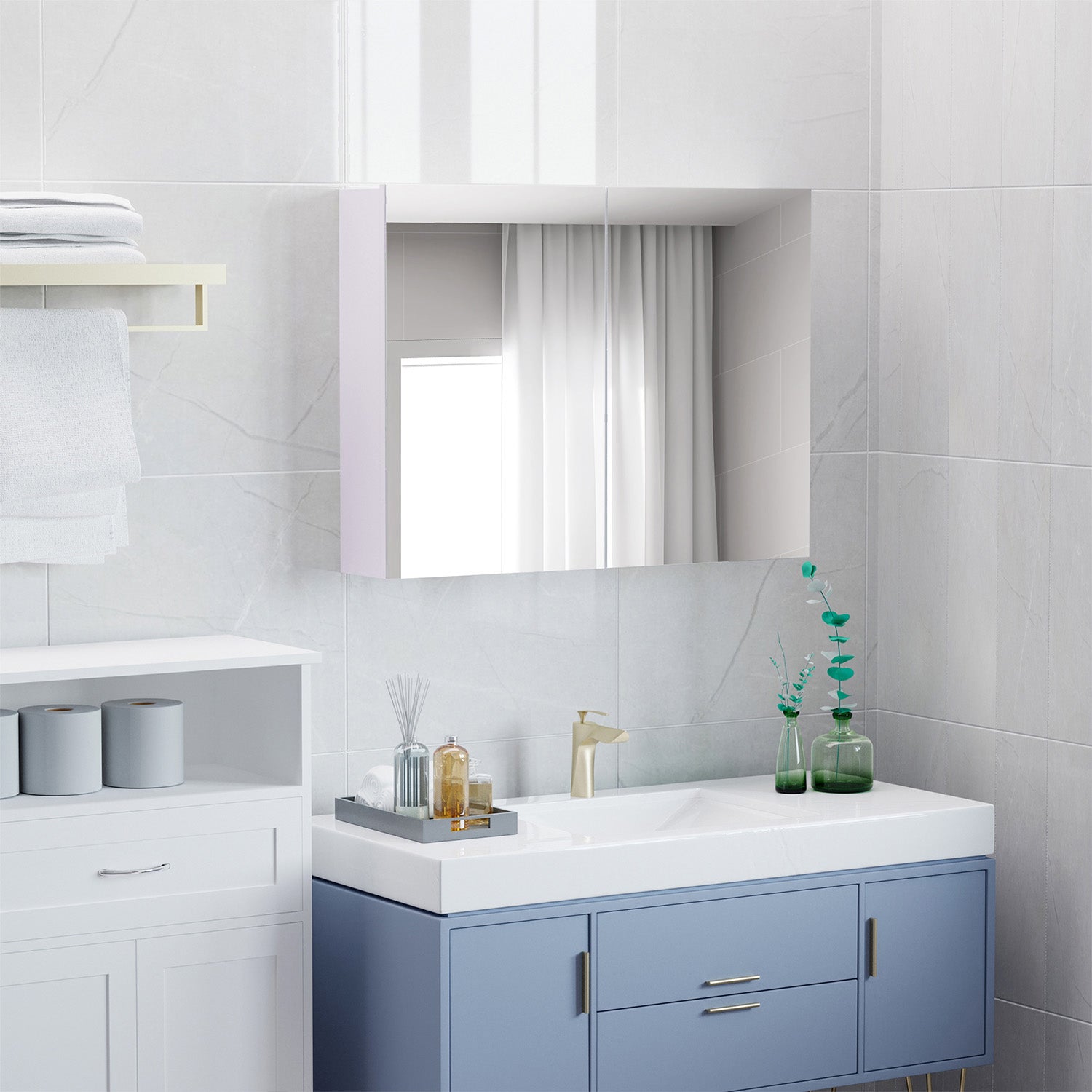 White Wall Bathroom Mirror