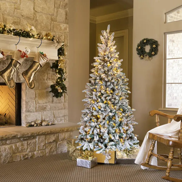 Flocked Pre-Lit Christmas Tree