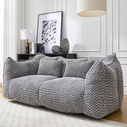 Compressed Plush Bean Bag Sofa Couch- High-Resilience Foam Filled, Ultra-Soft Boucle Lounge Chair For One Or Two People, Cozy Living Room Seating For Reading, Gaming & Relaxing, Space-Saving Vacuum