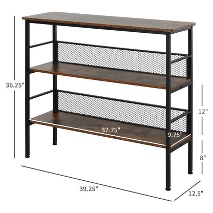 3-Tier Console Table Industrial Style Storage Shelf with a Robust Multi-Functional Design & Adjustable Feet