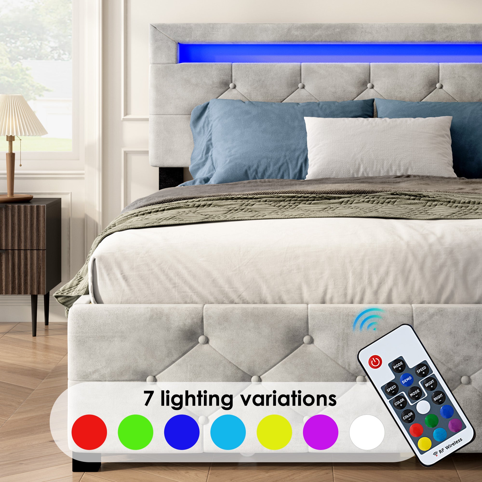 Velvet Platform Storage Bed