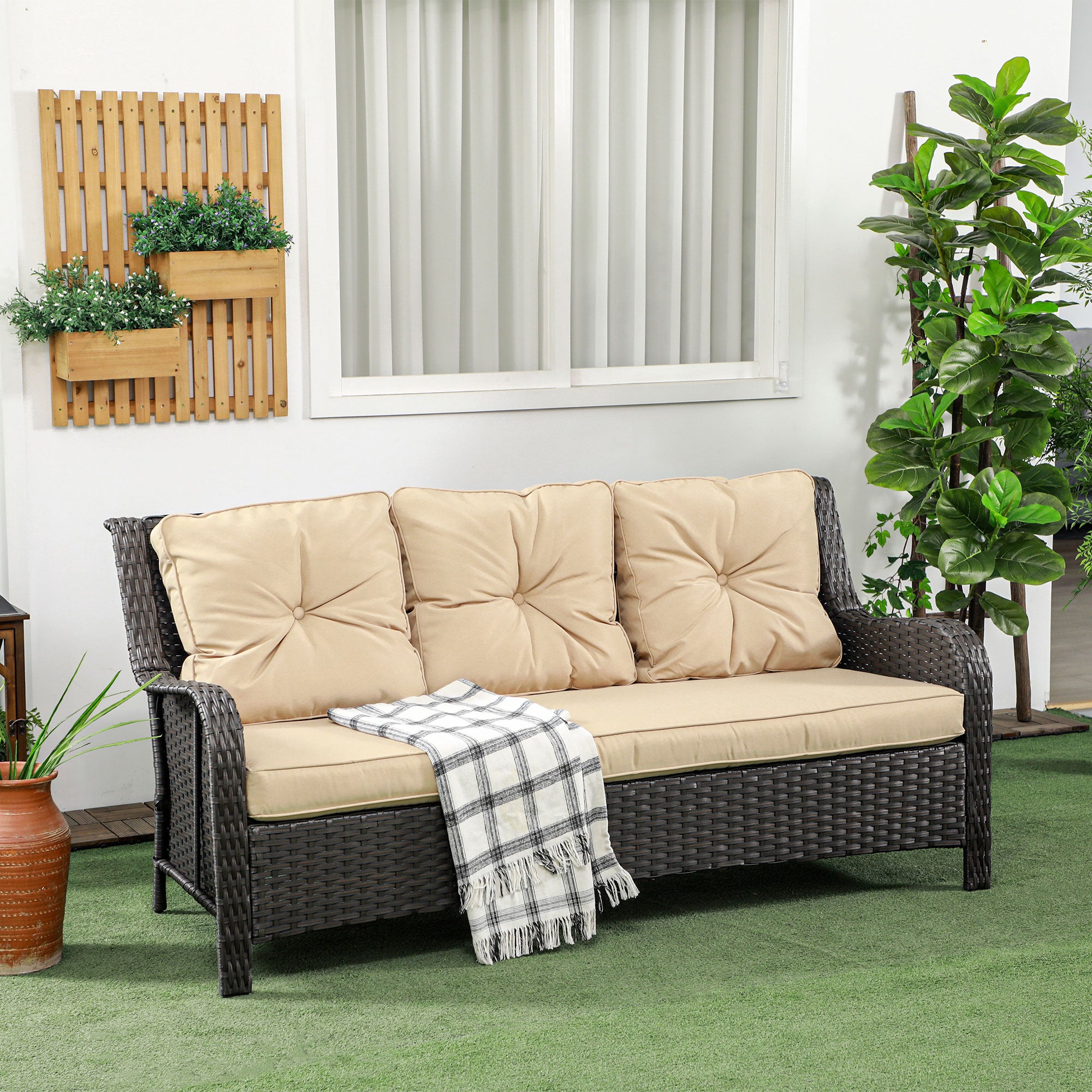 Gray Cushioned Outdoor Sofa