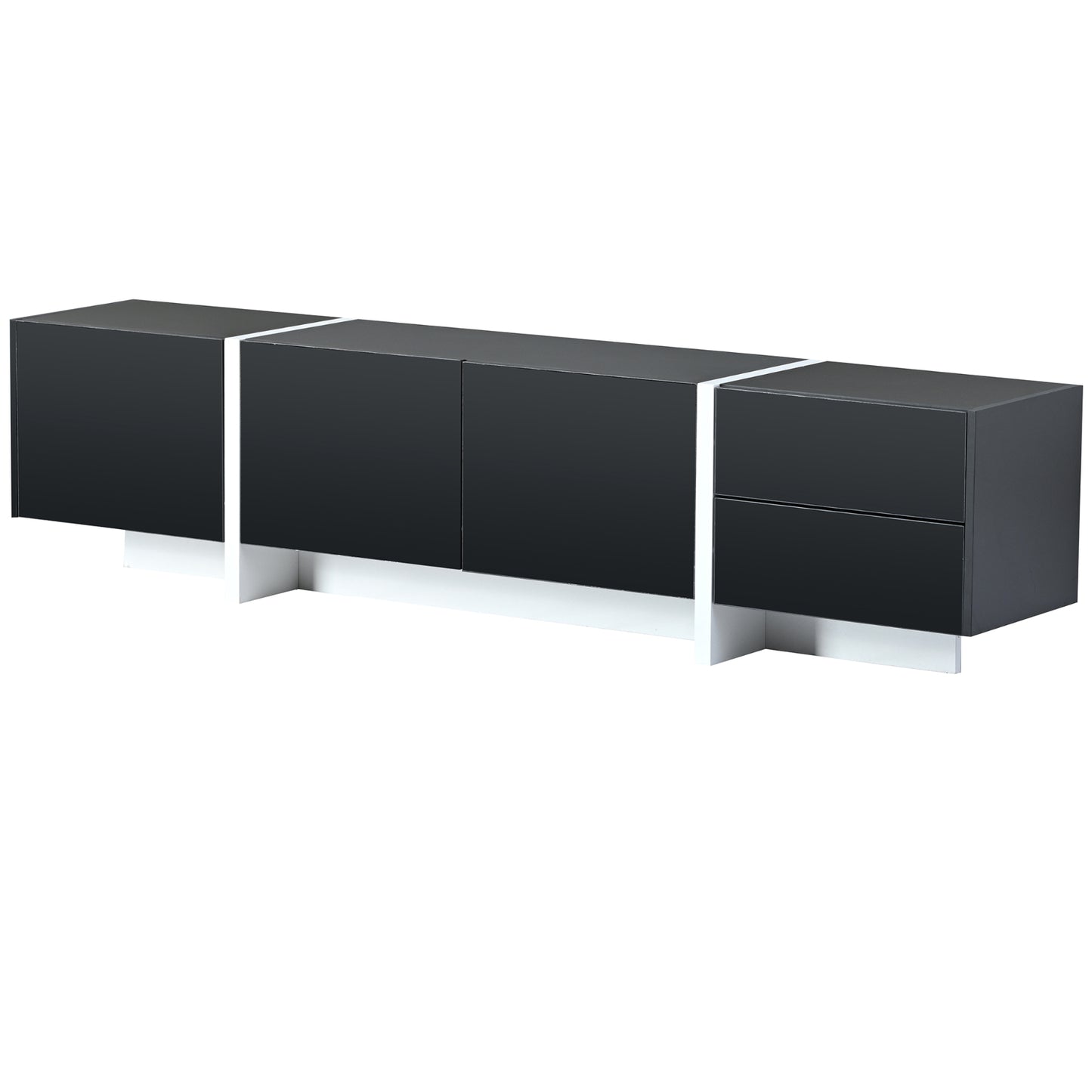 Contemporary White & Black TV Stand, Unique Style Console For TVs