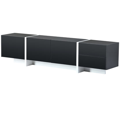 Contemporary White & Black TV Stand, Unique Style Console For TVs
